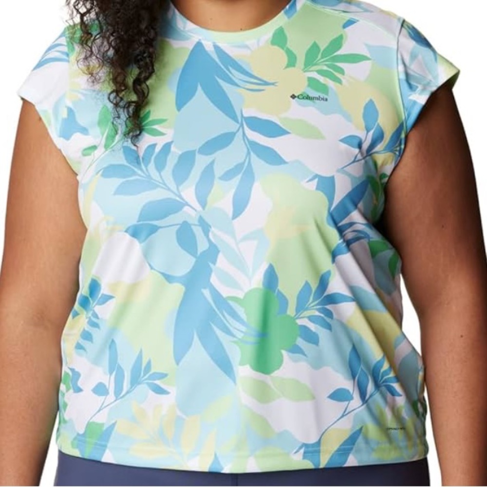SUMMERDRY SHORT SLEEVE PRINTED TEE. COLUMBIA. OMNI WICK QUICK DRY. SIZE 2X